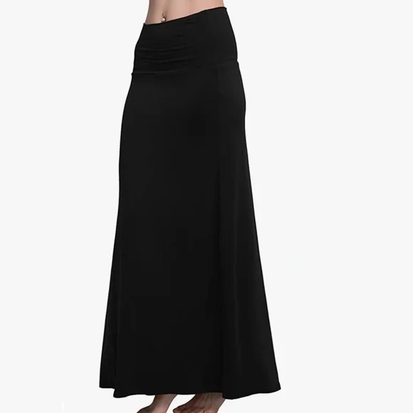Comfy Boho Fold-Over Flare Long Maxi Skirt - Picture 3 of 4